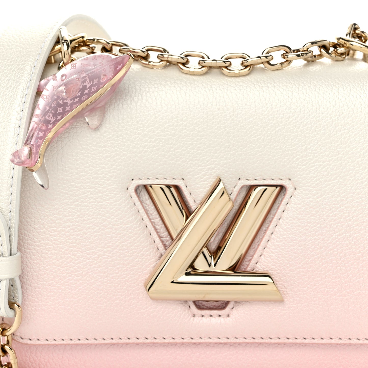 Calfskin Twist Chain Shoulder Bag PM Shaded Pink