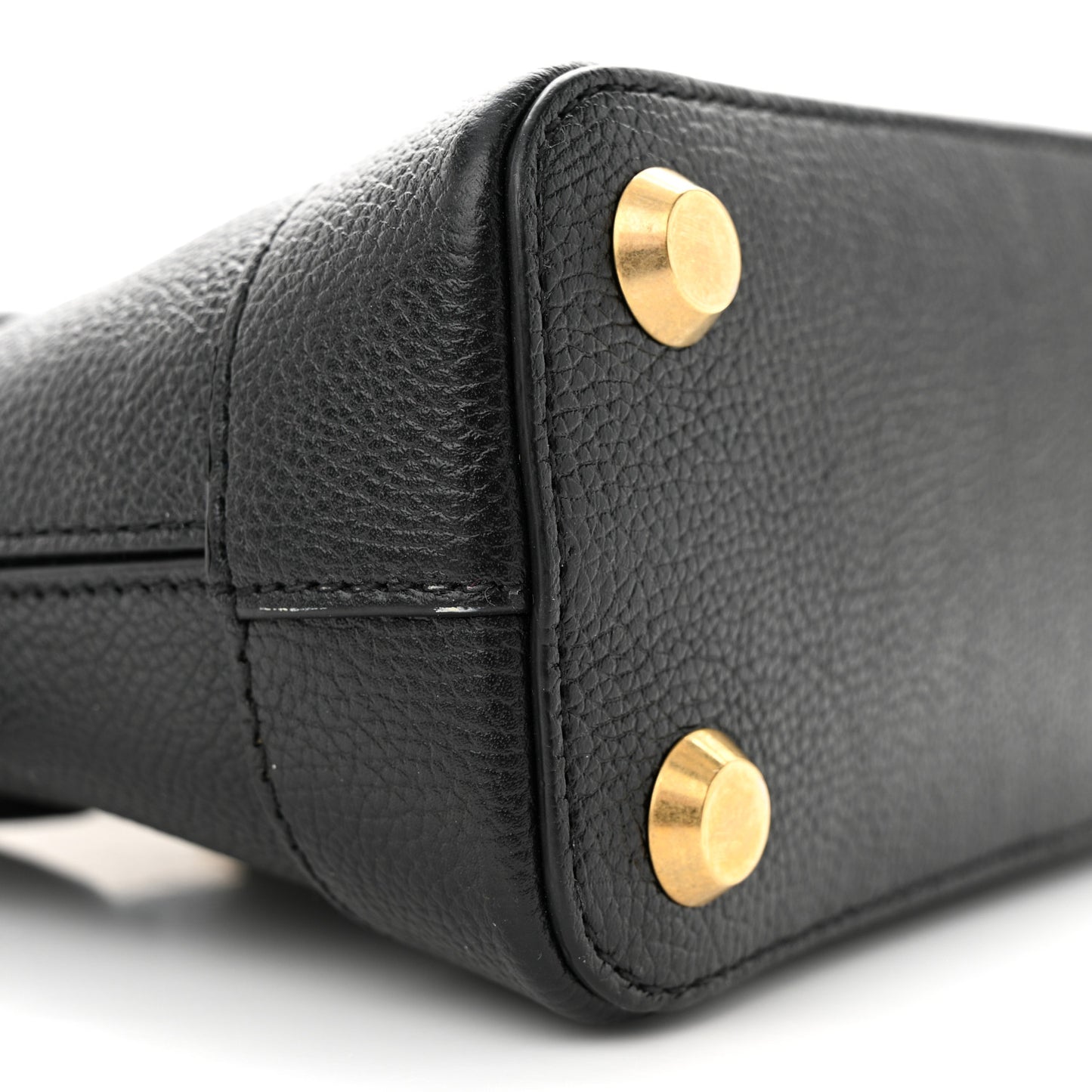 Grained Calfskin Logo XXS Ville Top Handle Bag Black White