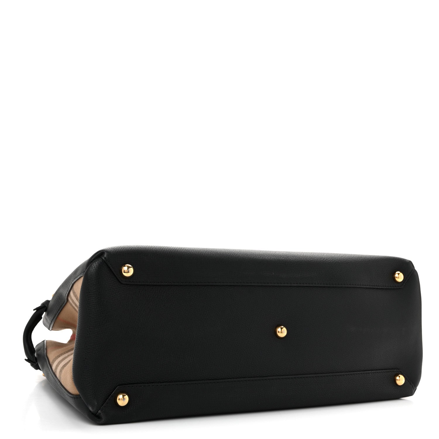 Burberry Grainy Calfskin House Check Large Banner Tote Black 4 of 15