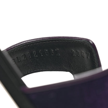 Hermes Velvet Nappa Oran Sandals 38.5 Violet Fonce 8 of 9