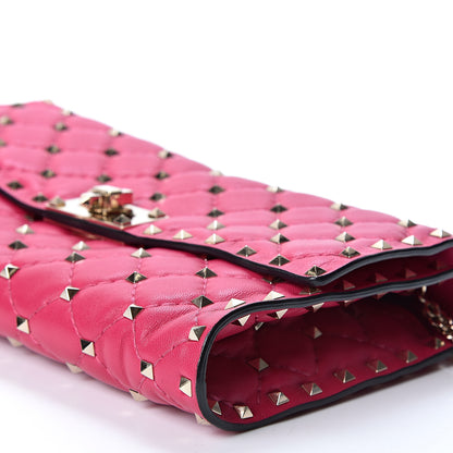 Valentino Garavani Nappa Rockstud Spike Wallet on Chain Disco Pink 8 of 10