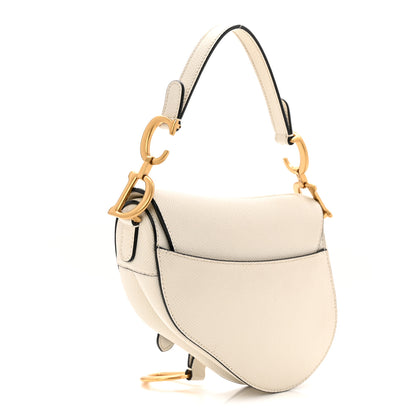 Christian Dior Grained Calfskin Mini Saddle Bag White 3 of 10