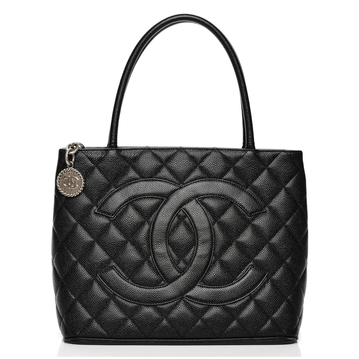 Caviar Quilted Medallion Tote Black
