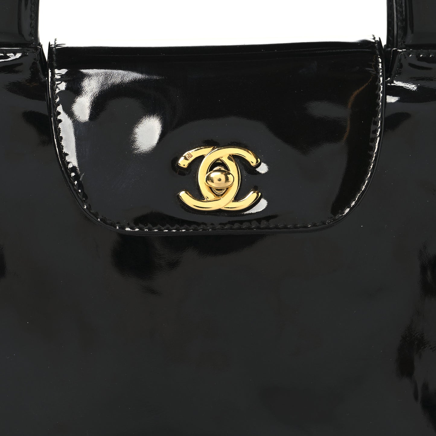 Patent Small Kelly Flap Bag Black