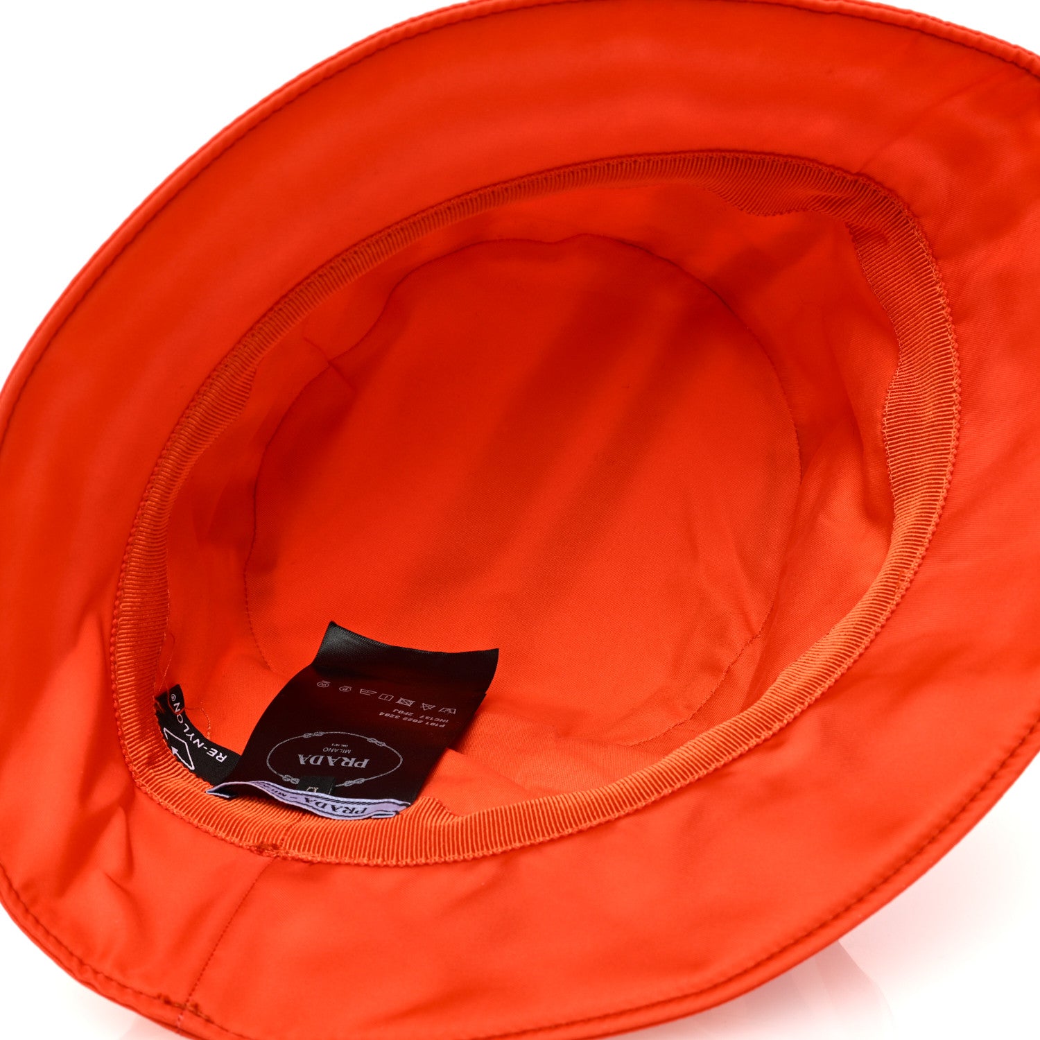 Prada Re-Nylon Logo Striped Womens Bucket Hat L Arancio Mare 7 of 8