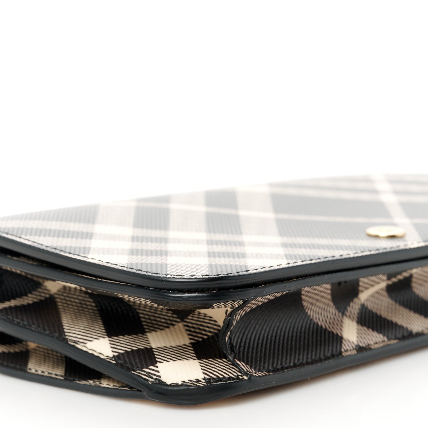 Burberry Check Chain Strap Wallet Black Calico 8 of 9