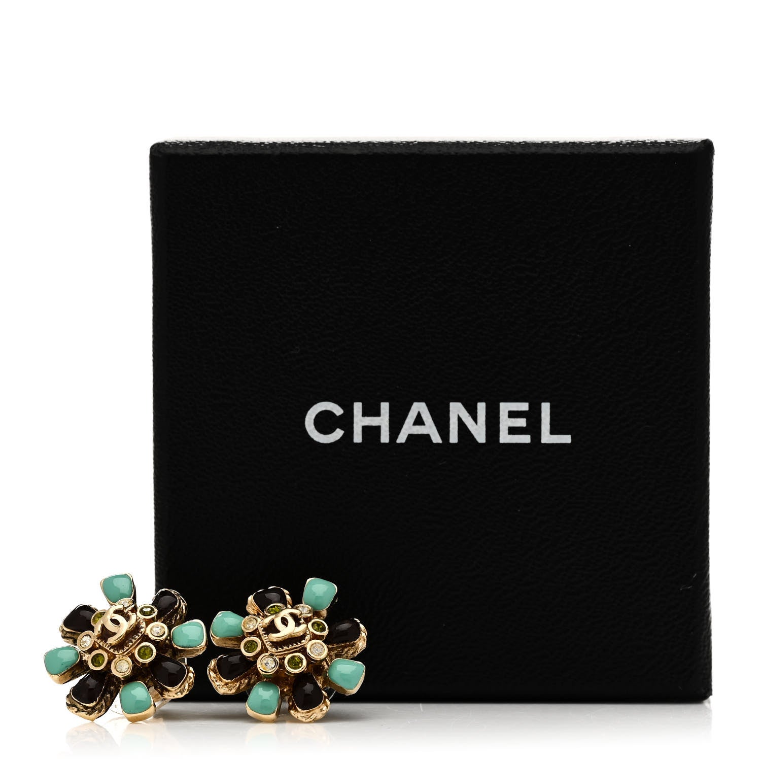 Chanel Enamel Gripoix Flower CC Earrings Gold 5 of 5