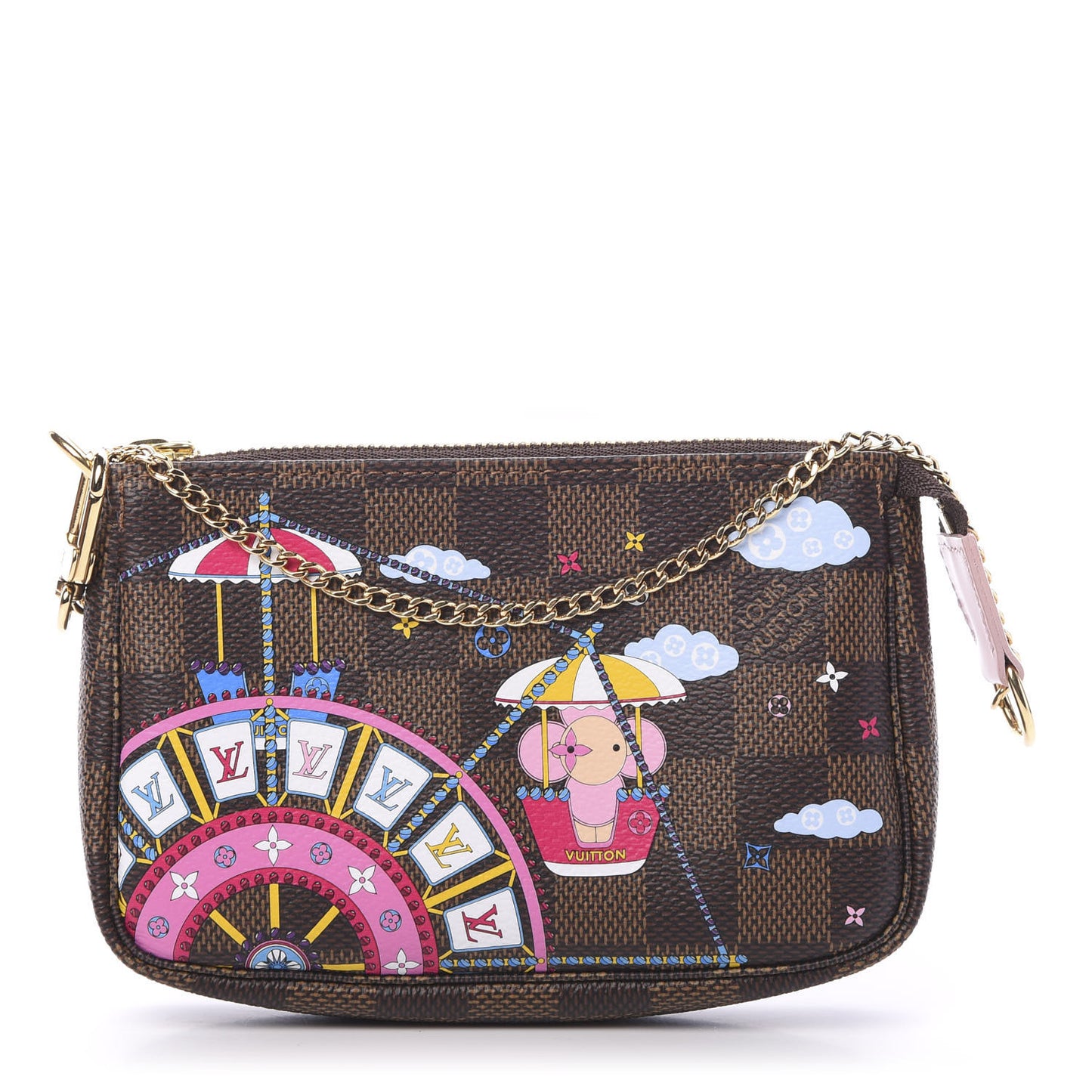 Damier Ebene 2020 Christmas Animation Big Wheel Mini Pochette Accessories Rose Ballerine