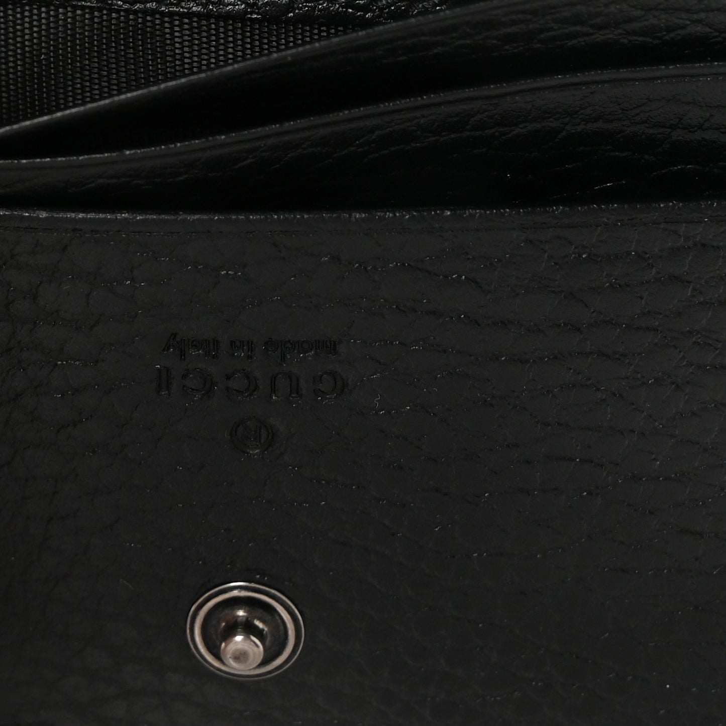Dollar Calfskin Enamel Monochrome GG Marmont Card Case Black