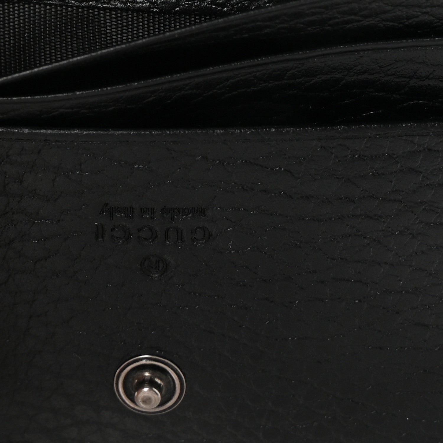 Gucci Dollar Calfskin Enamel Monochrome GG Marmont Card Case Black 7 of 7