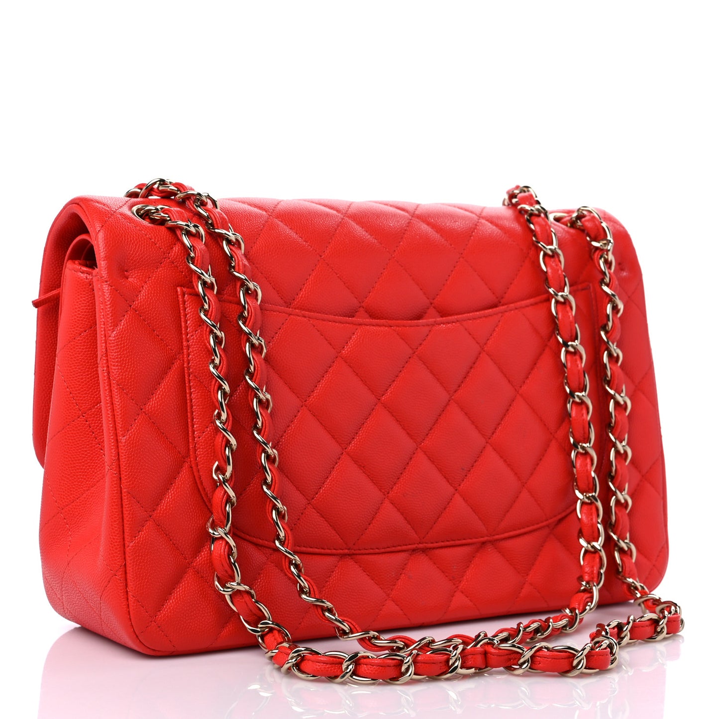 Caviar Quilted Jumbo Double Flap Red