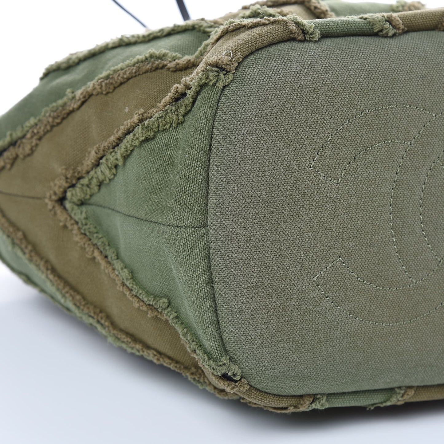 Canvas Chevron Cuba Patchwork Bucket Bag Khaki