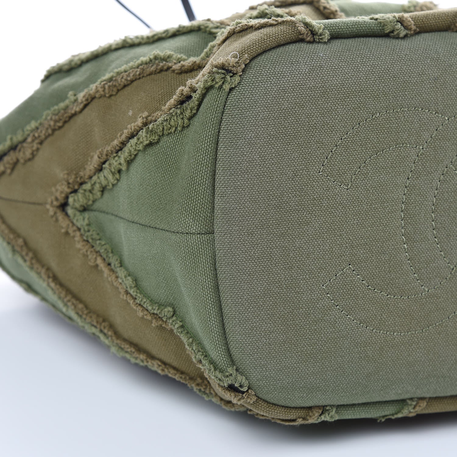 Chanel Canvas Chevron Cuba Patchwork Bucket Bag Khaki 8 of 9