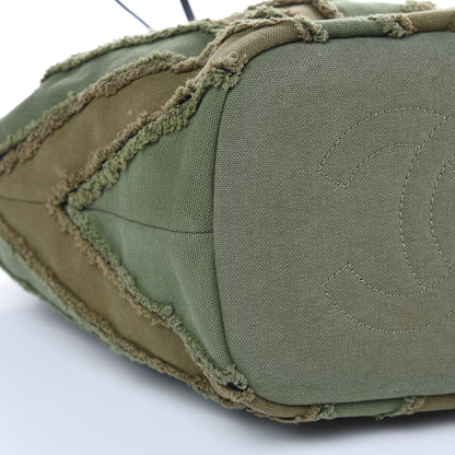 Chanel Canvas Chevron Cuba Patchwork Bucket Bag Khaki 8 of 9