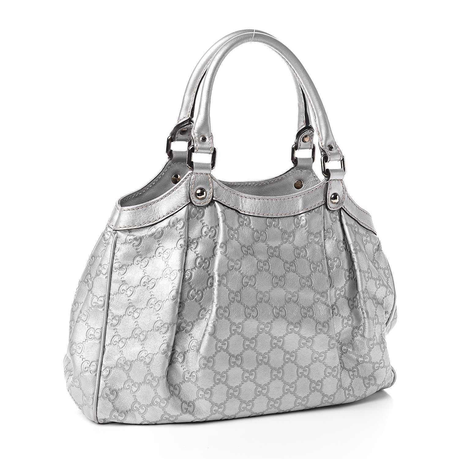 Gucci Metallic Guccissima Medium Sukey Tote Silver 3 of 11