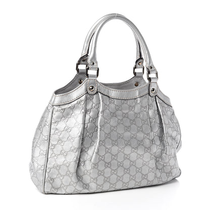 Gucci Metallic Guccissima Medium Sukey Tote Silver 3 of 11