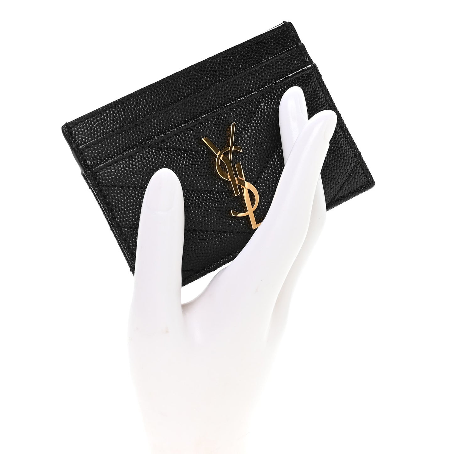 Grain De Poudre Matelasse Chevron Monogram Credit Card Case Black