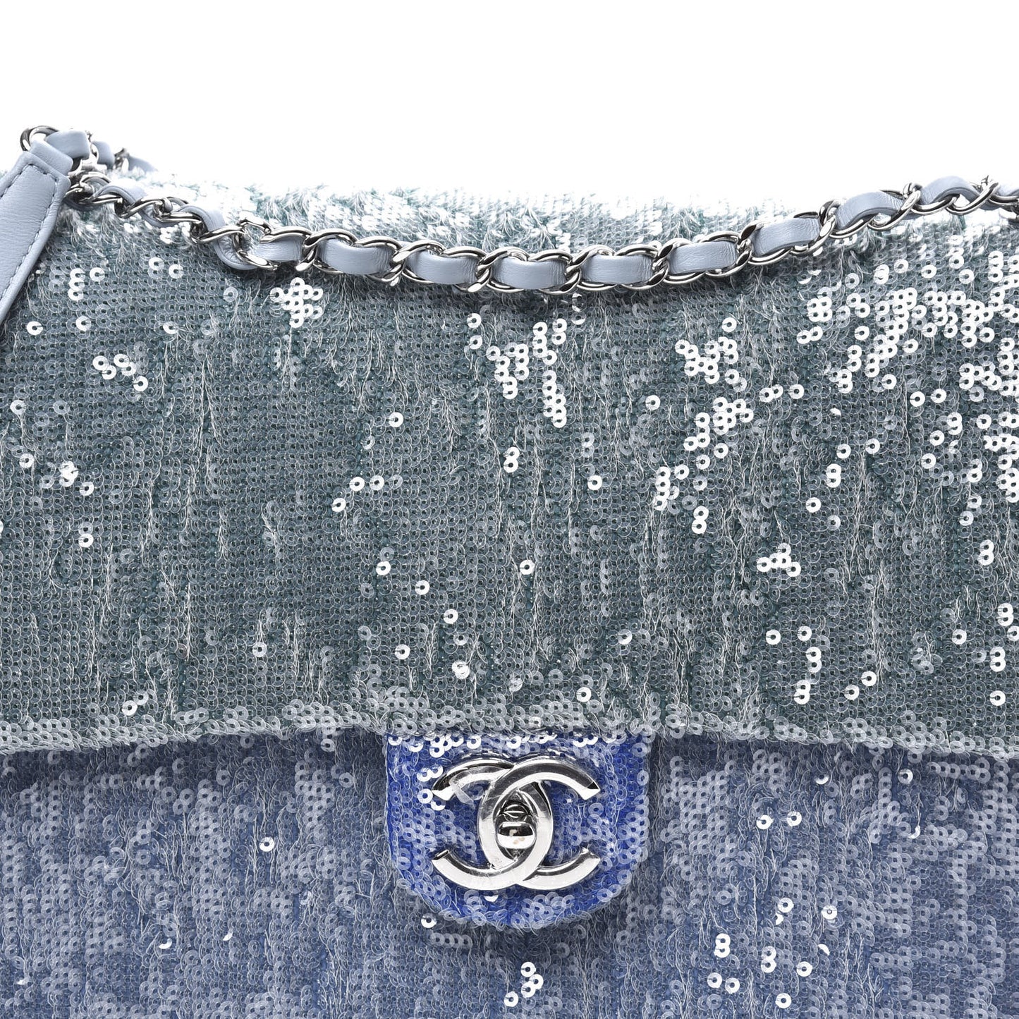 Sequin Large Waterfall Flap Light Blue