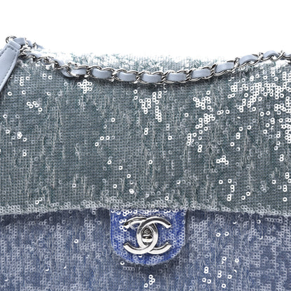 Chanel Sequin Large Waterfall Flap Light Blue 10 of 10