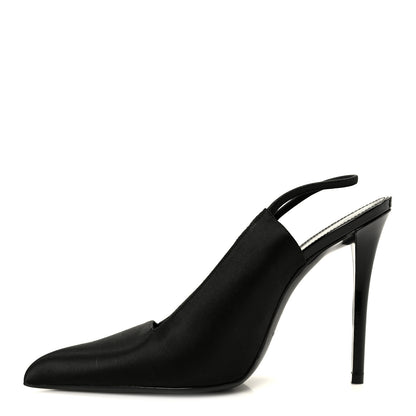 Saint Laurent Raso Regale Raven 110 Slingback Pumps 37 Black 1 of 10