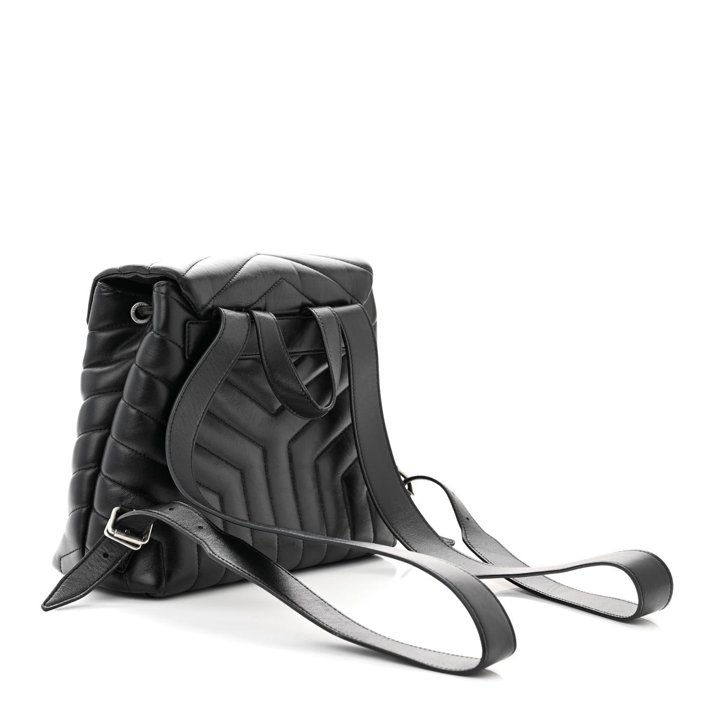 Calfskin Y Quilted Monogram Small Loulou Backpack Black