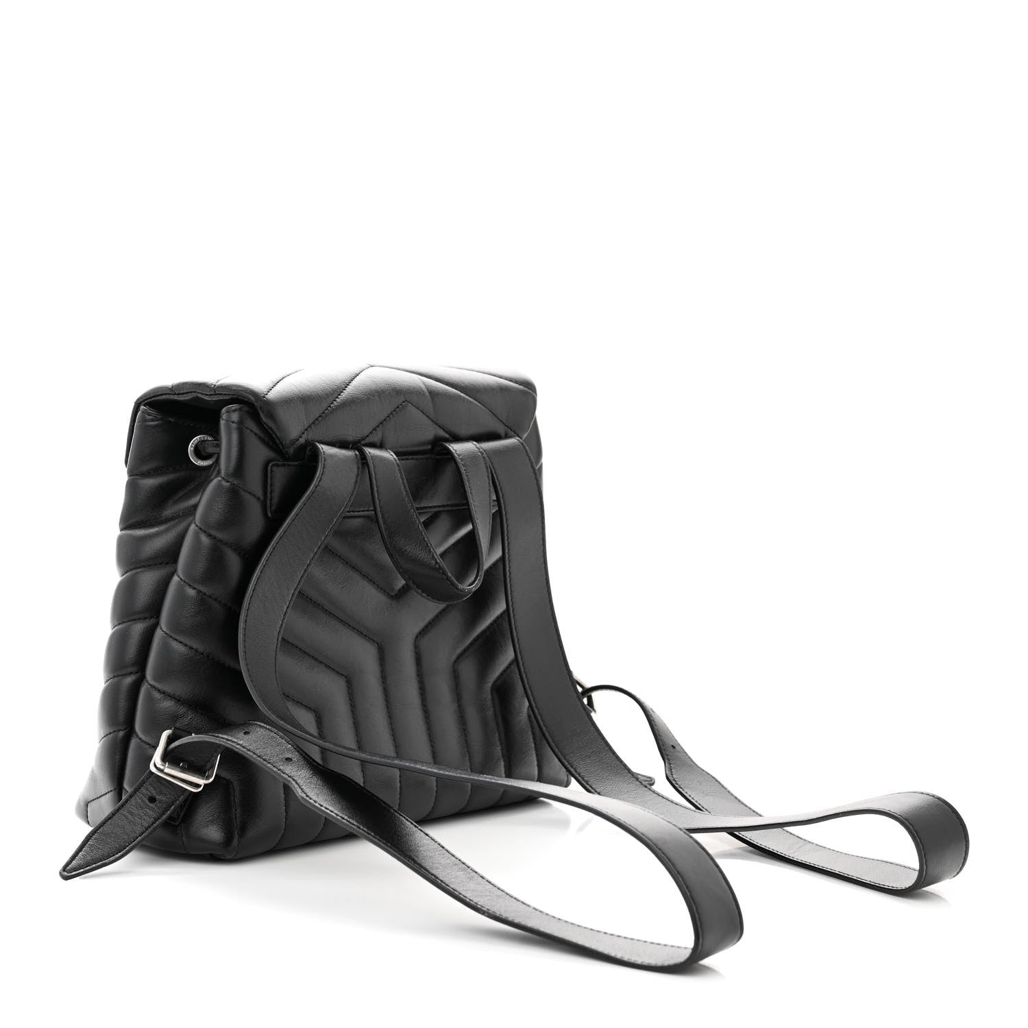 Saint Laurent Calfskin Y Quilted Monogram Small Loulou Backpack Black 3 of 13