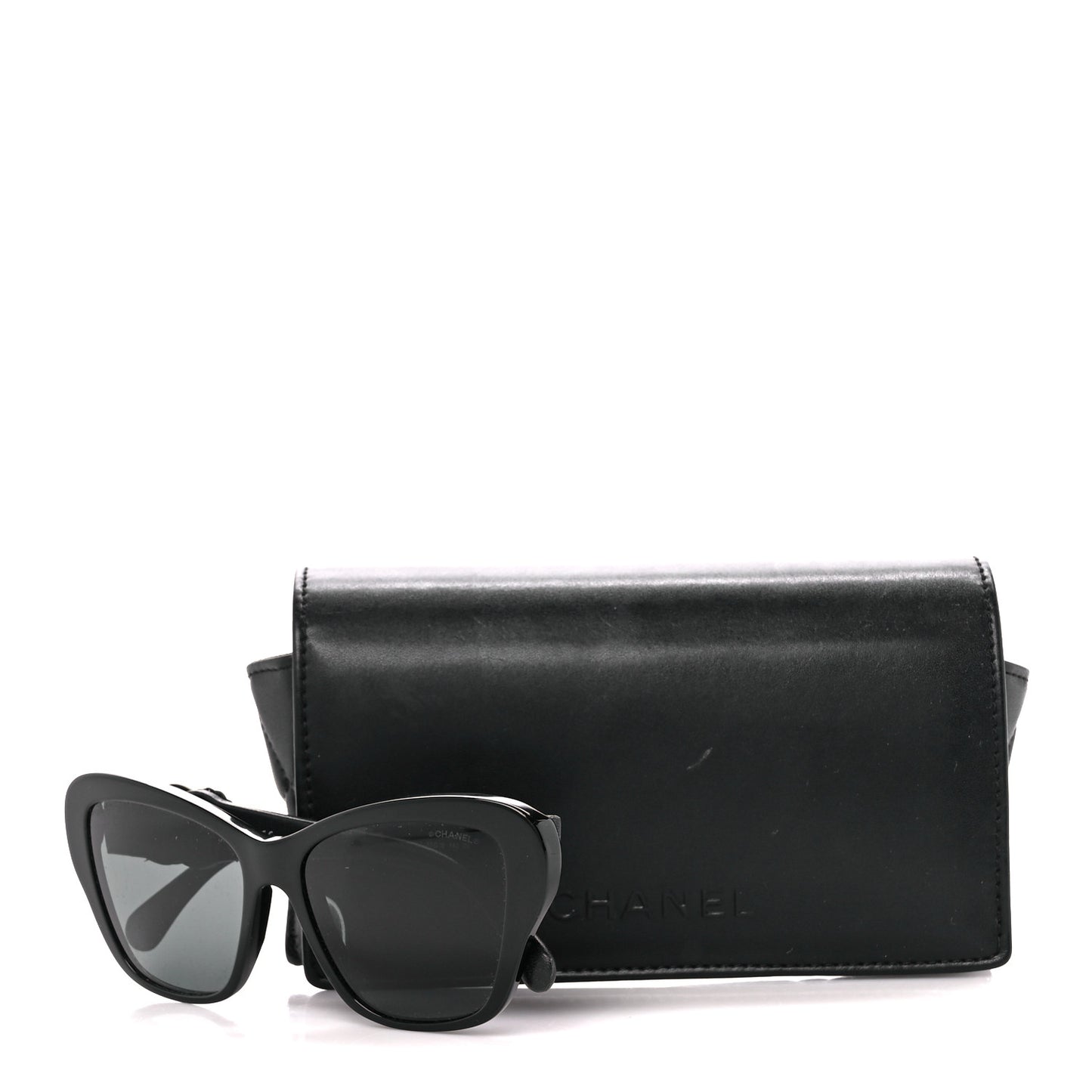 Acetate Lambskin CC Sunglasses 5457-Q-A Black