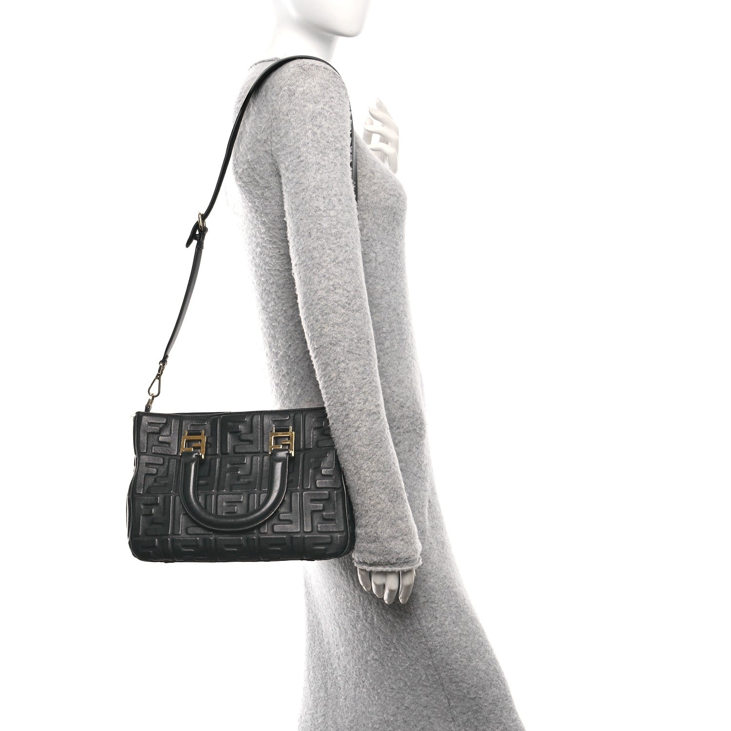 Fendi Nappa FF 1974 Embossed Small FF Tote Black 3 of 12