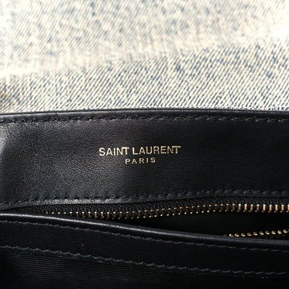 Saint Laurent Denim Y Quilted Monogram Toy Loulou Crossbody Bag Grey 6 of 11