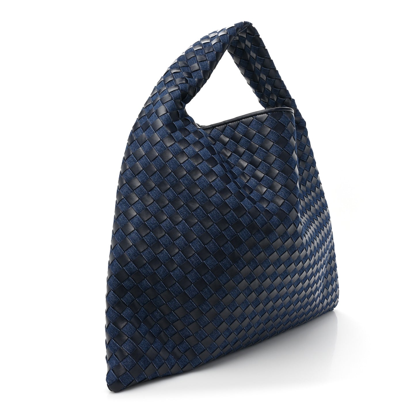 Denim Calfskin Intrecciato Large Hop Abyss Indigo