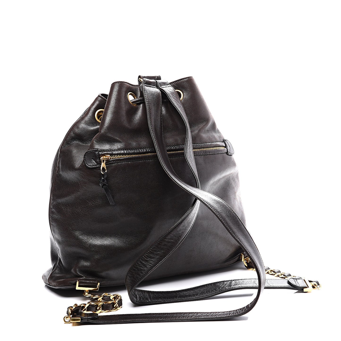 Lambskin CC Drawstring Backpack Black