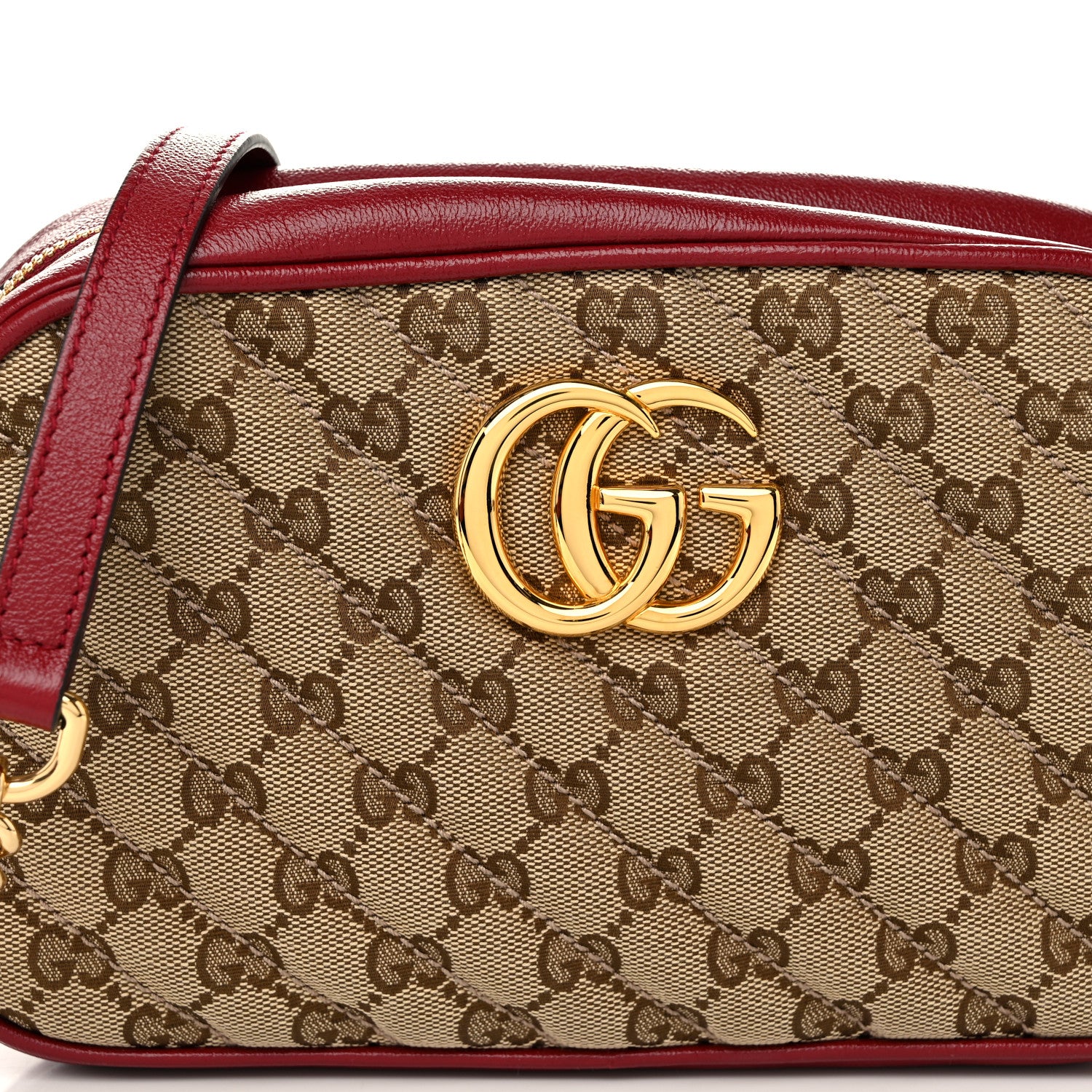 Gucci Monogram Azalea Calfskin Matelasse Diagonal Small GG Marmont Chain Shoulder Bag Beige Ebony New Cherry Red 8 of 10