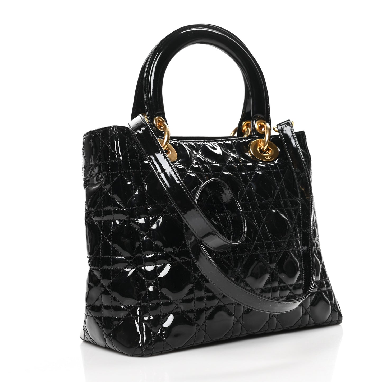Patent Cannage Medium Lady Dior Black