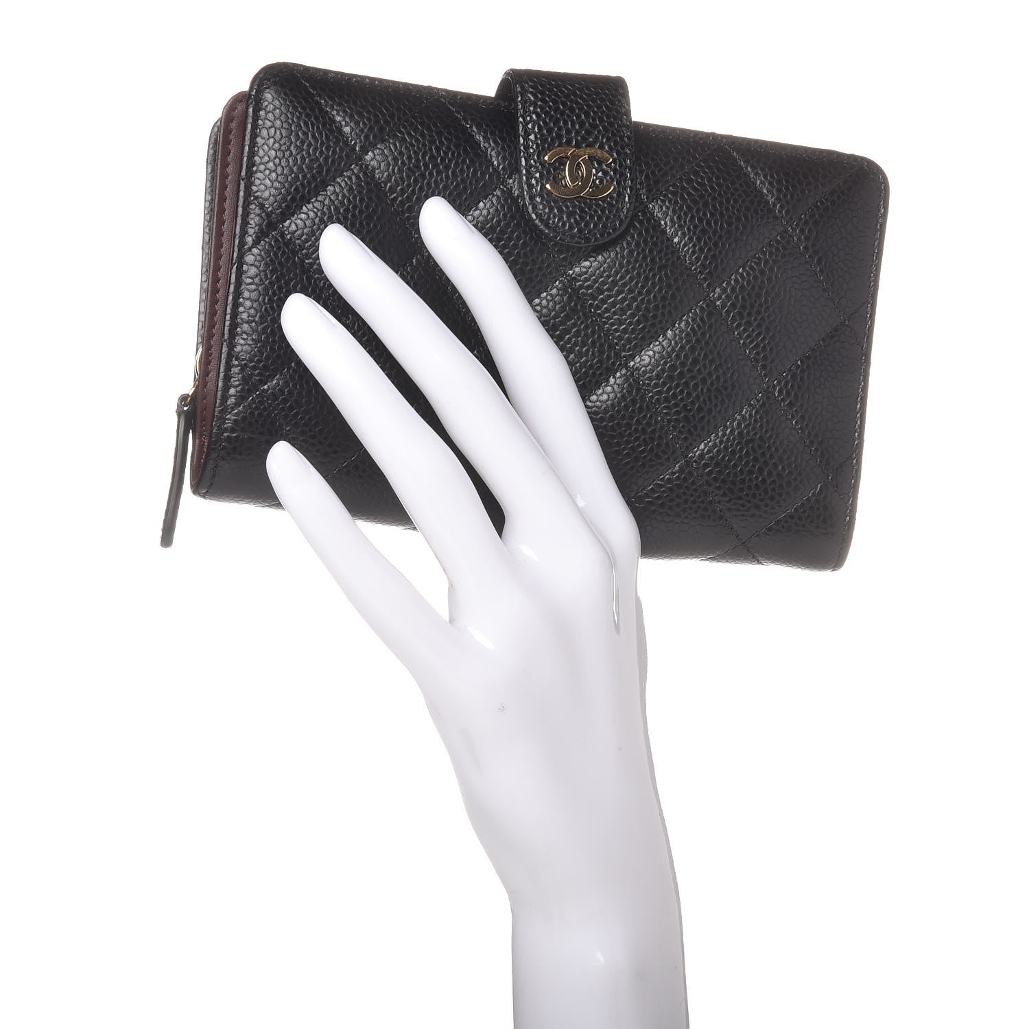 Chanel Caviar Quilted Zipped Pocket Wallet Black 2 of 9