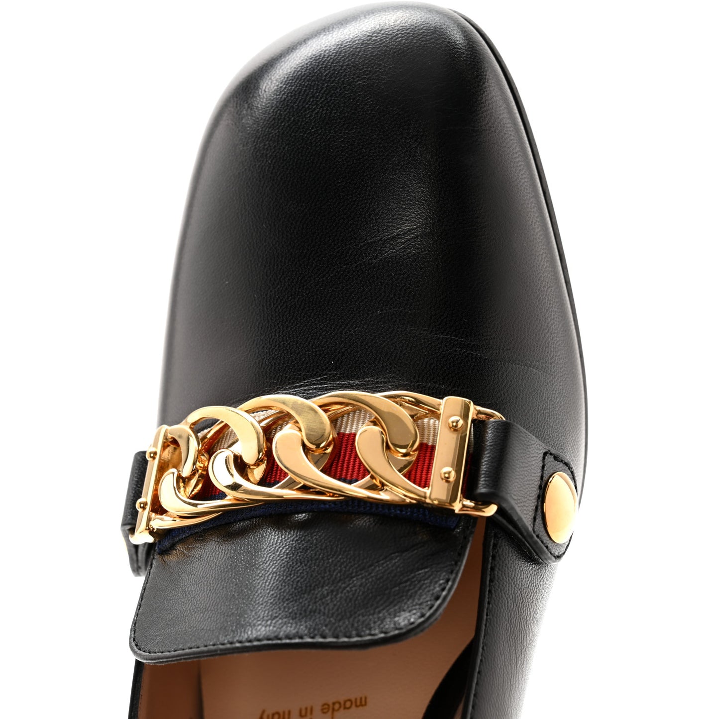 Malaga Kid Sylvie Web Chain Mid Heel Loafers 36.5 Black