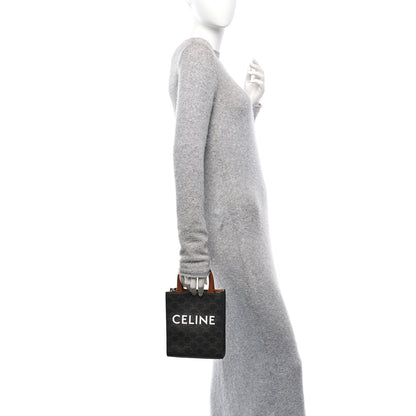 Celine Triomphe Canvas Calfskin Mini Vertical Cabas Tan 2 of 9
