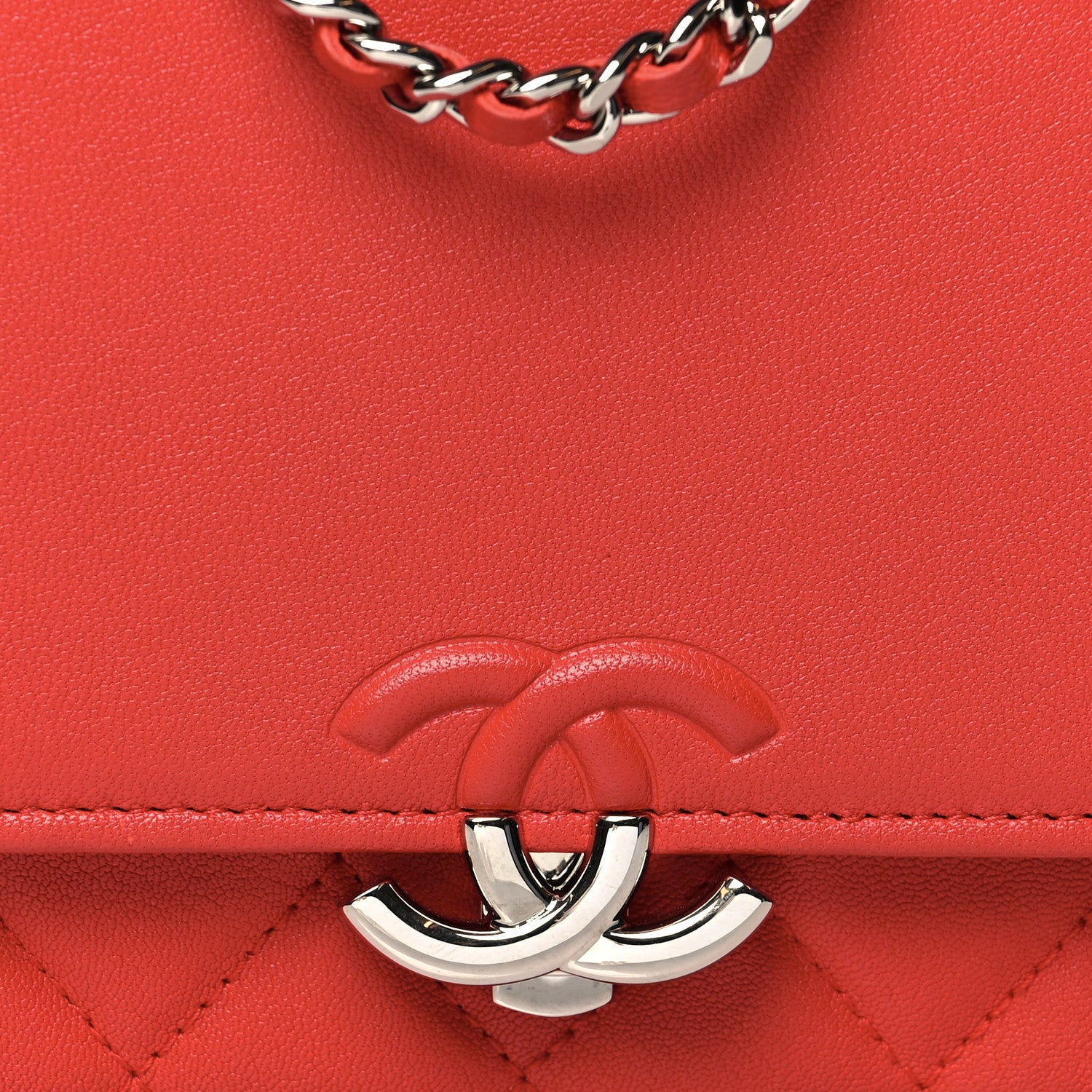 Chanel Grained Calfskin Quilted CC Box Wallet On Chain WOC Red 8 of 11