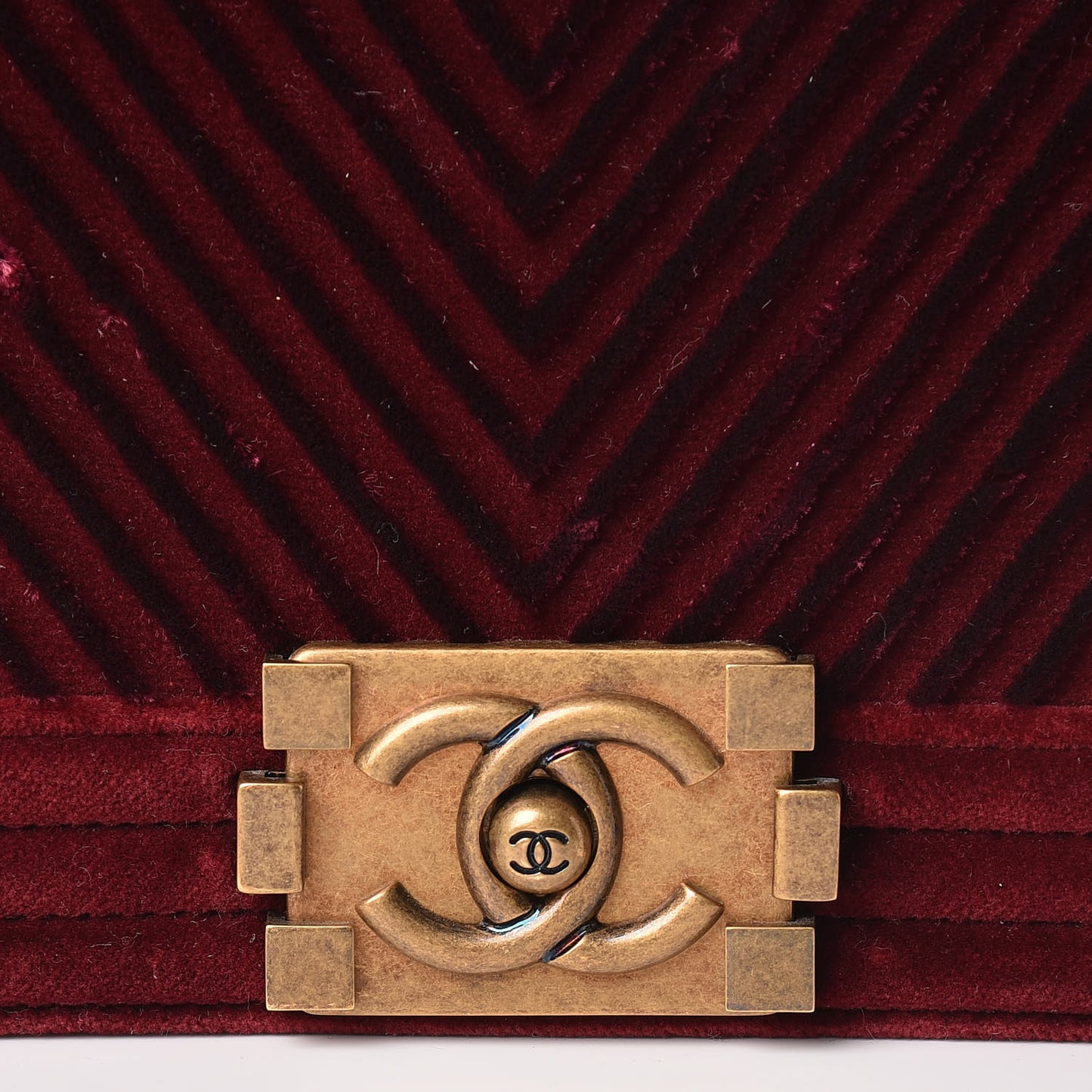 Velvet Chevron Quilted Medium Boy Flap Burgundy
