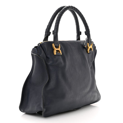 Chloe Calfskin Large Marcie Satchel Royal Navy 3 of 12