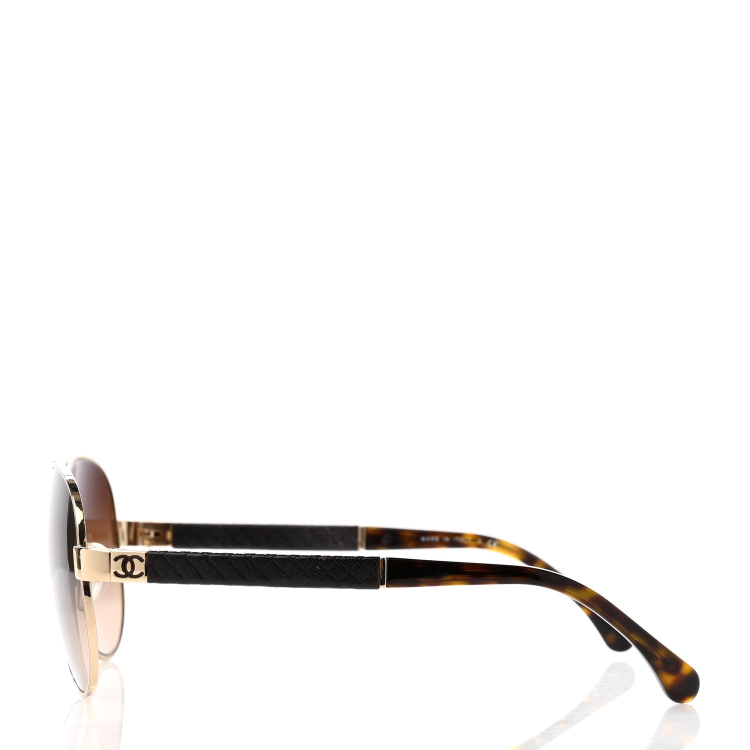 Chanel Lambskin Quilted CC Aviator Sunglasses 4195-Q Brown Gold 3 of 6