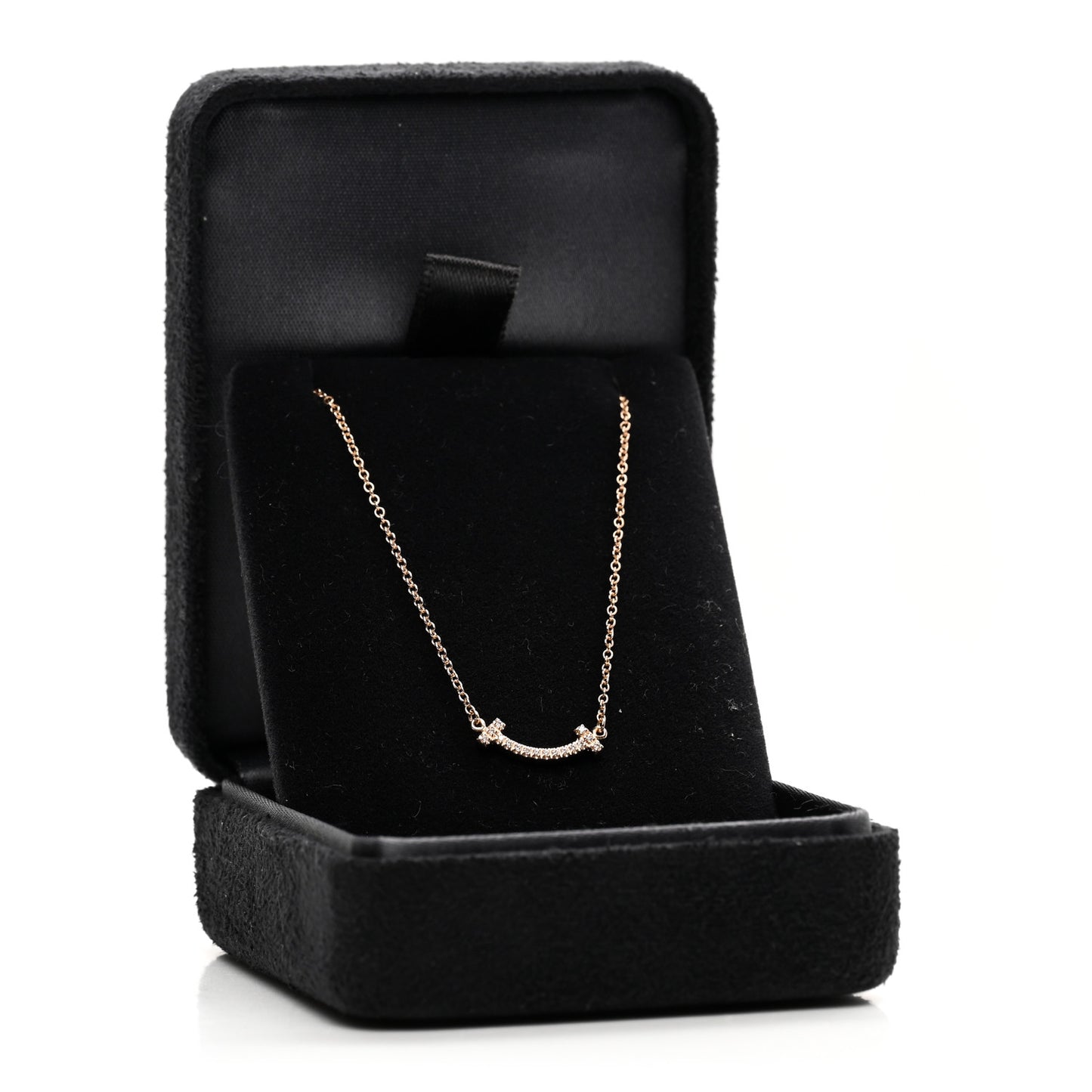 18K Rose Gold Diamond Mini T Smile Pendant Necklace