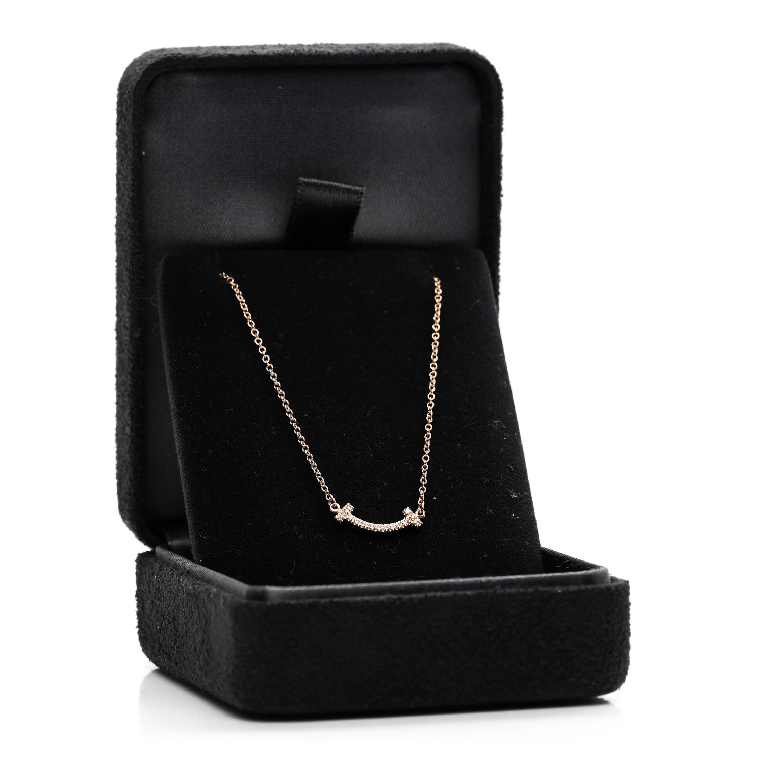Tiffany 18K Rose Gold Diamond Mini T Smile Pendant Necklace 5 of 5