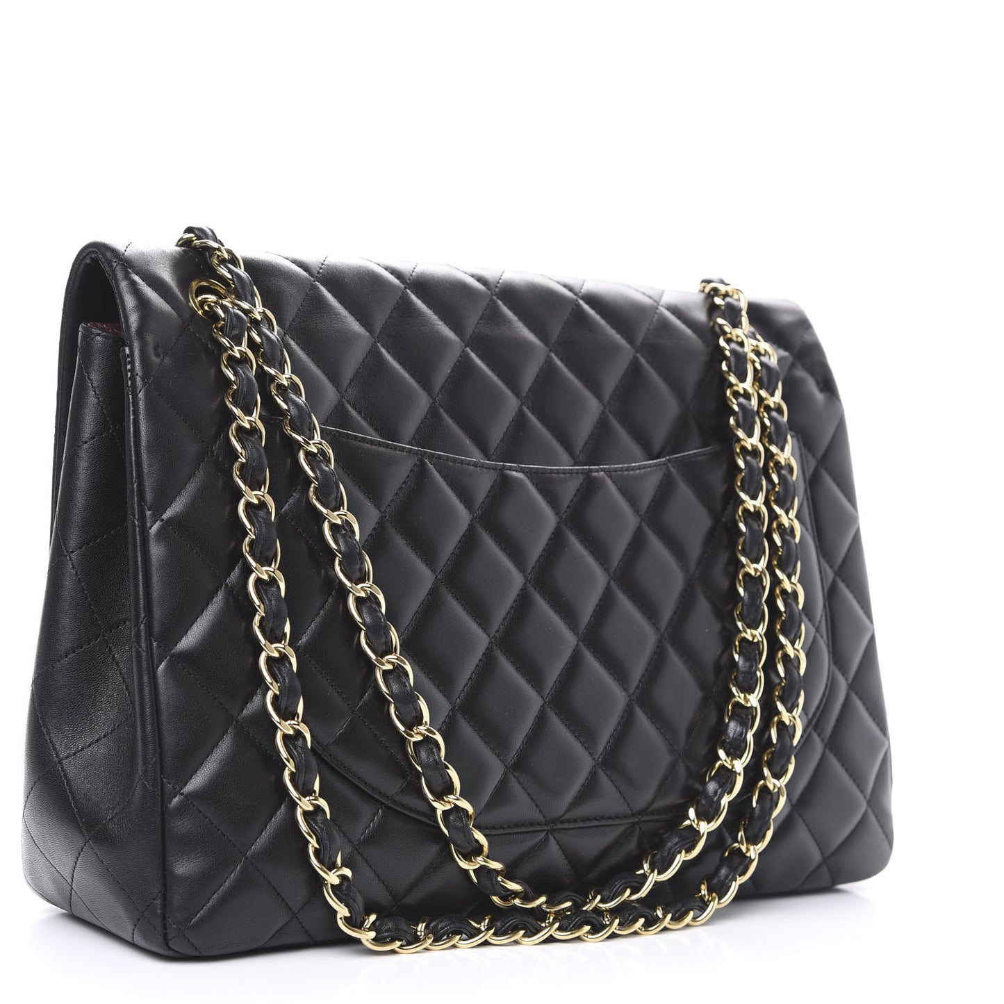 Lambskin Quilted Jumbo Single Flap Black