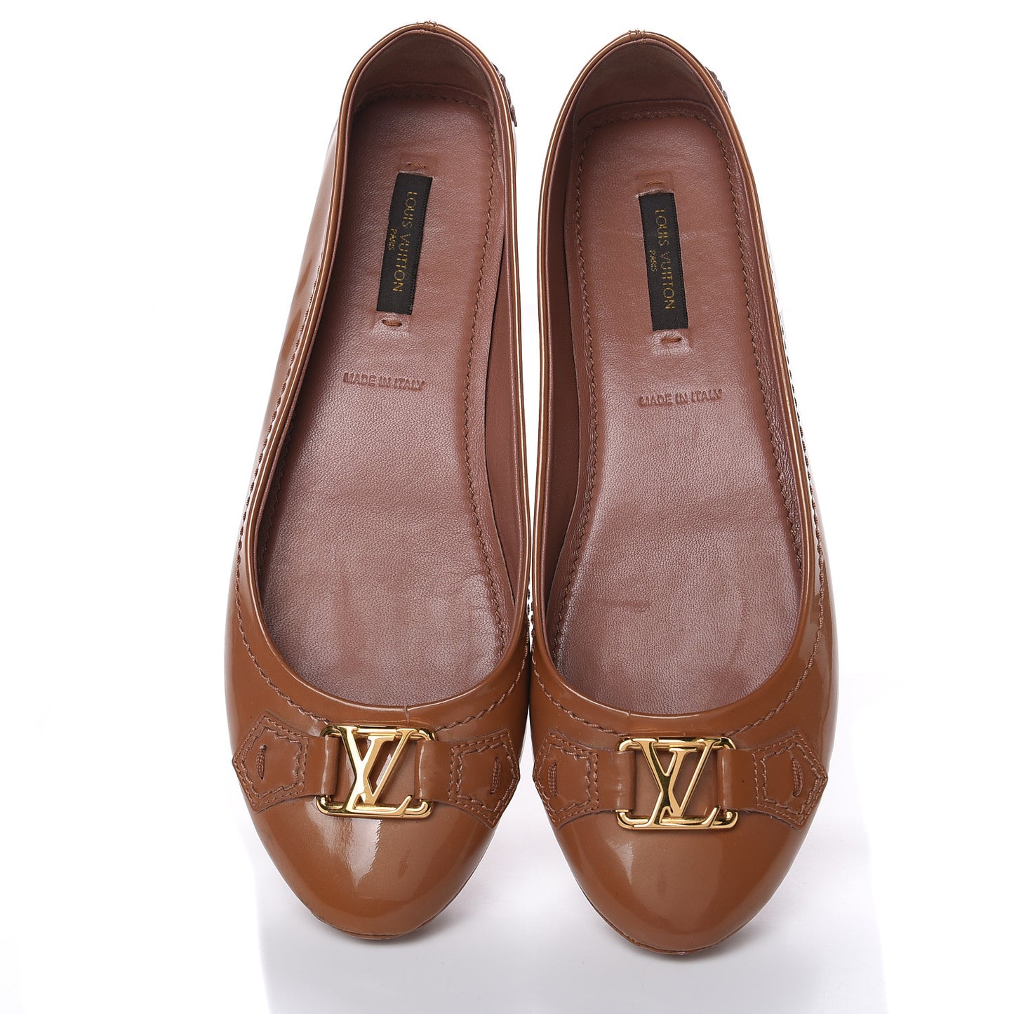 Patent Calfskin Oxford Ballerina Flats 38 Rose Velours