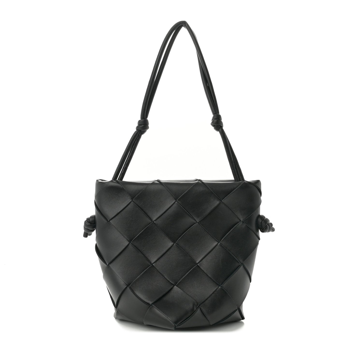 Nappa Maxi Intrecciato Clasp Bucket Bag Black