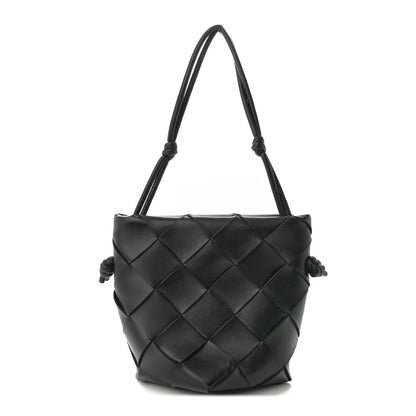 Bottega Veneta Nappa Maxi Intrecciato Clasp Bucket Bag Black 1 of 10