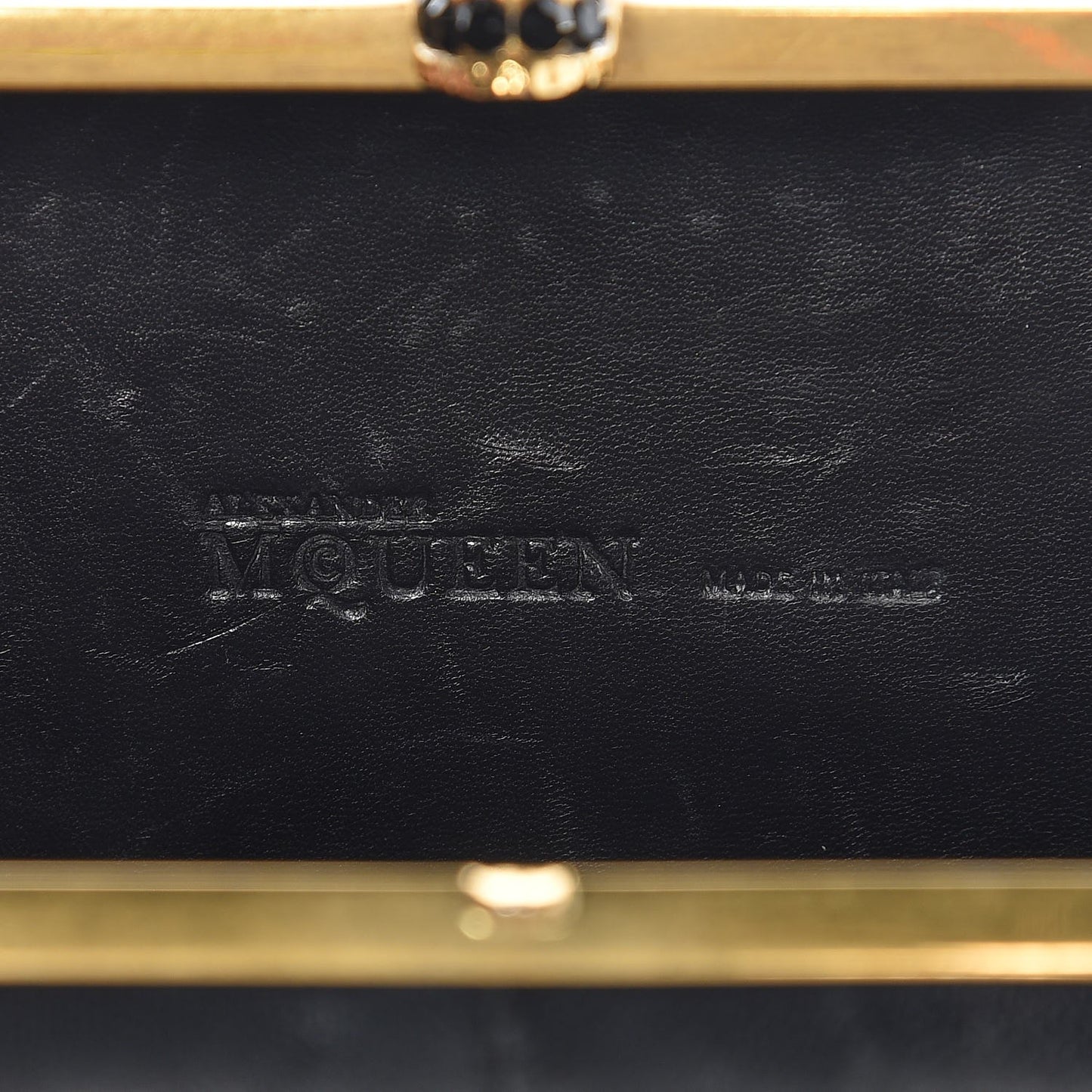 Lambskin Pleated Skull Box Clutch Black