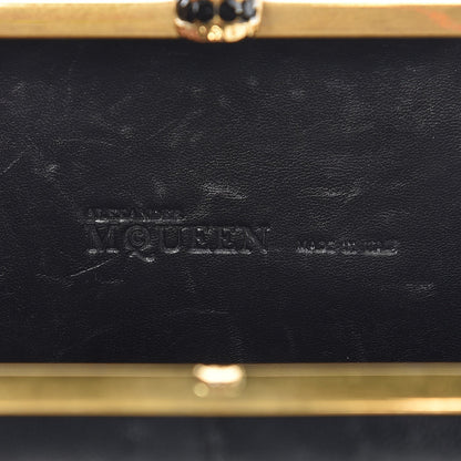 Alexander McQueen Lambskin Pleated Skull Box Clutch Black 8 of 10