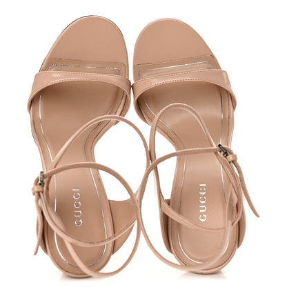 Gucci Shiny Calfskin Castello Bamboo Heel Sandals 36.5 New Pink 2 of 9