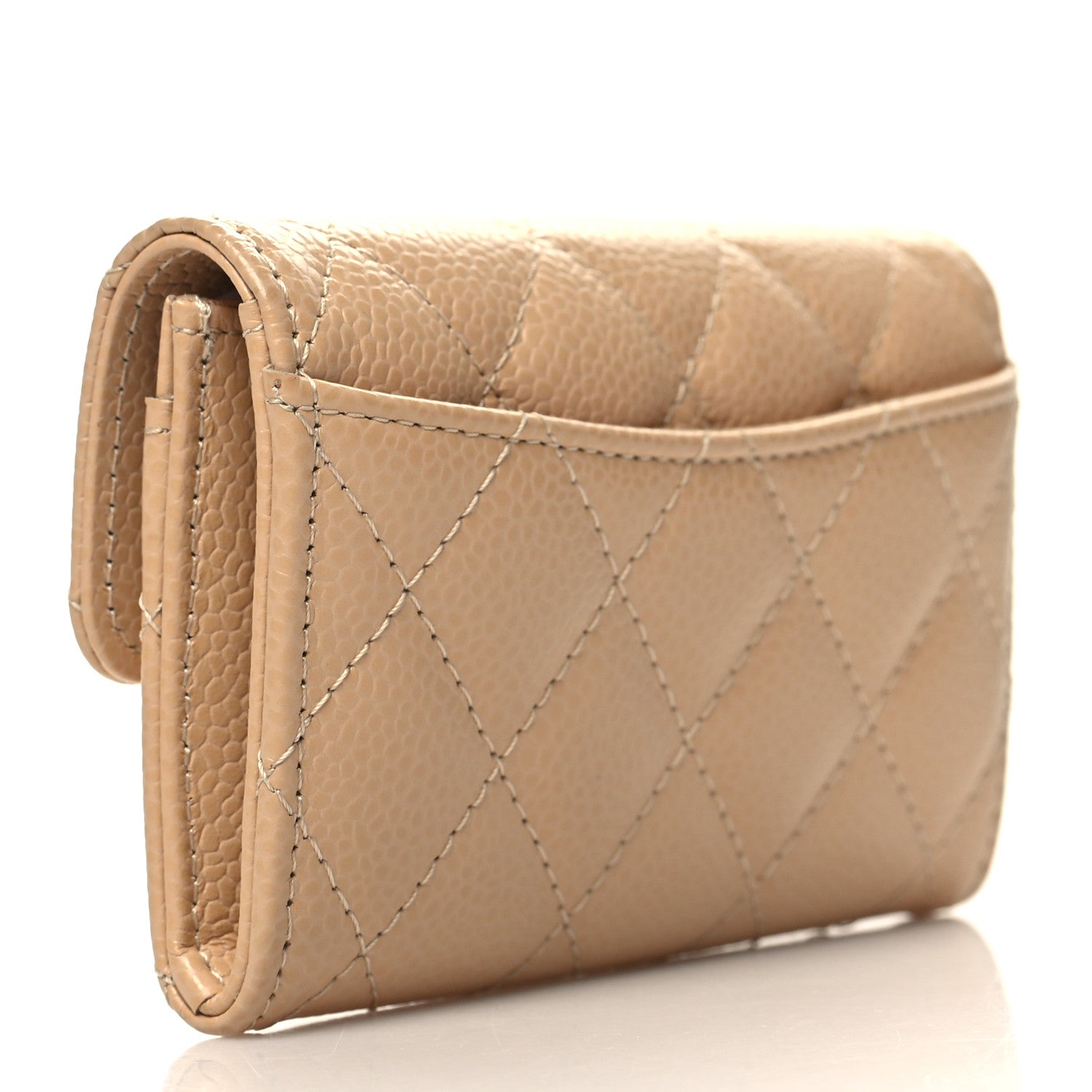 Chanel Caviar Quilted Flap Card Holder Wallet Beige 3 of 10